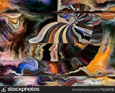 Inner Texture series. Background composition of faces, colors, organic textures, flowing curves on the subject of inner world, love, relationships, soul and Nature