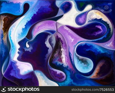 Inner Texture series. Background design of faces, colors, organic textures, flowing curves on the subject of inner world, love, relationships, soul and Nature