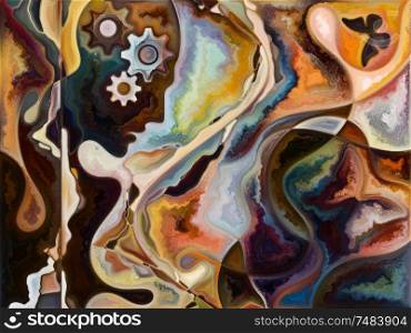 Inner Texture series. Composition of human face, colors, organic textures, flowing curves on the subject of inner world, mind, Nature and creativity