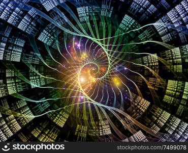 Inner Workings series. Abstract design made of virtual grids and fractal gears relevant for information technology, mathematics and education