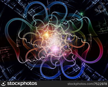 Inner Workings series. Backdrop composed of virtual grids and fractal gears for projects on information technology, mathematics and education