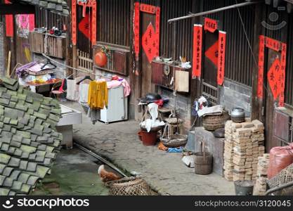 inner yard in tulou in chinese village; China