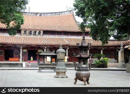 Inner yard of old buddhist temple in Quanzhou, China