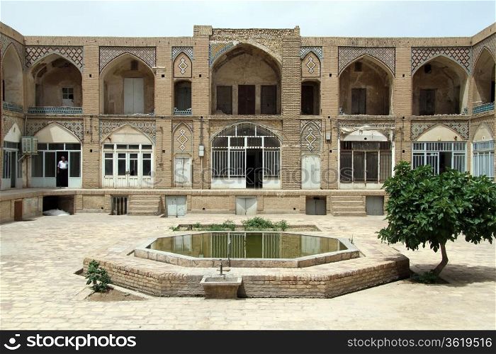Inner yard of traditional persian house in Kashan, Iran