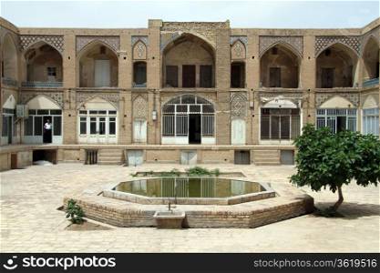 Inner yard of traditional persian house in Kashan, Iran