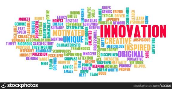 Innovation Word Cloud Concept on White. Innovation Word Cloud Concept