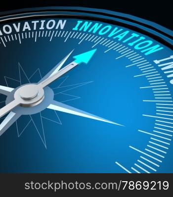 Innovation word on compass image with hi-res rendered artwork that could be used for any graphic design.. Innovation word on compass