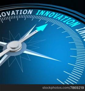 Innovation word on compass image with hi-res rendered artwork that could be used for any graphic design.. Innovation word on compass