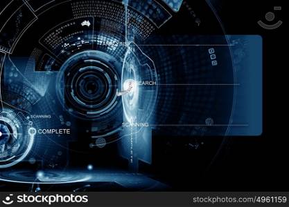 Innovative technologies. Background conceptual image of digital 3d icons