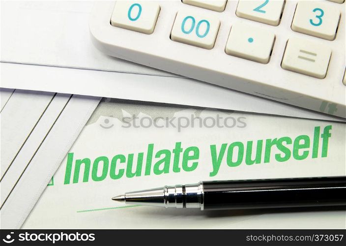 Inoculate yourself printed on a book. Business concept
