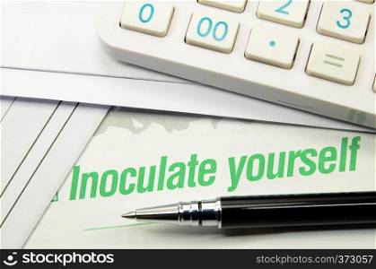 Inoculate yourself printed on a book. Business concept
