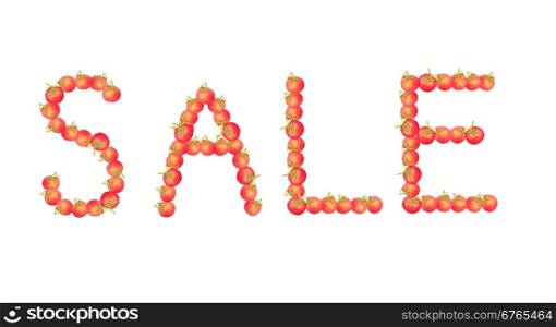 inscription sale from red tomatoes. inscription sale from red tomatoes isolated on white background
