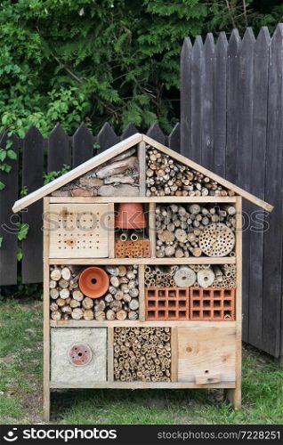 Insect hotel in a garden