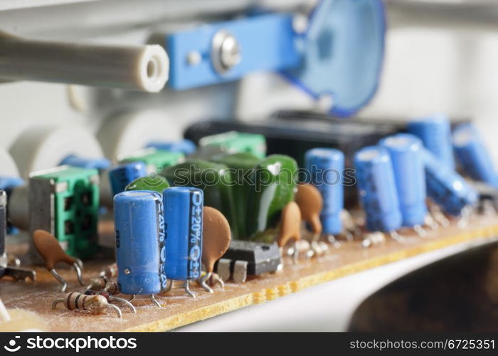 inside an electrical apparatus with all its connections