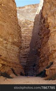 Inside Barak canyon in Negev desert in Israel