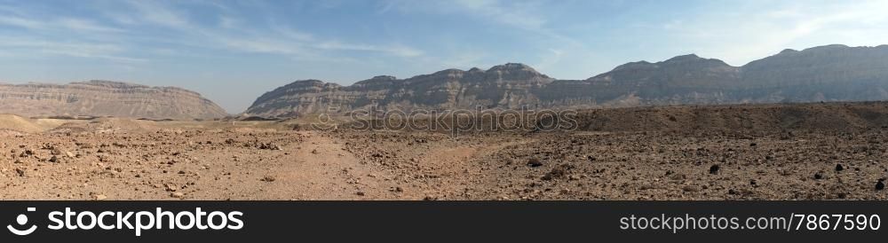 Inside crater Makhtesh Katan in Negev desert, Israel
