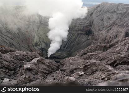 Inside crater of vulcano Bromo, Java, Indonesia
