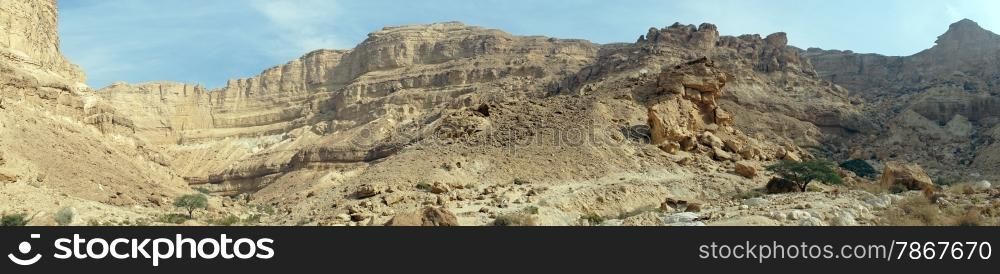 Inside Makhtesh Katan crater in Negev desert, Israel