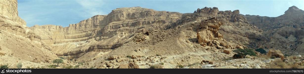Inside Makhtesh Katan crater in Negev desert, Israel