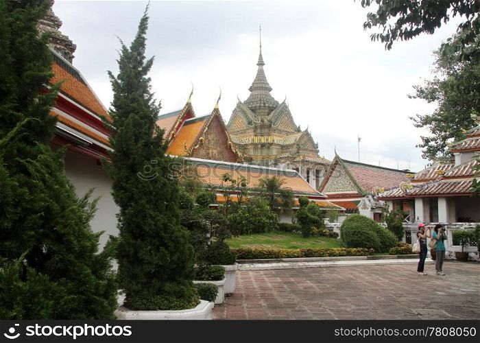 Inside monastery wat Pho in Bangkok. Thailad
