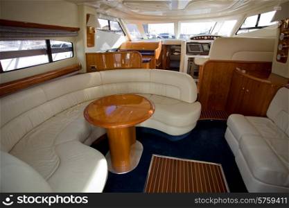 inside of a luxury boat, beautiful cabin interior