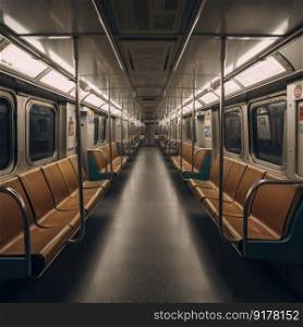 Inside of an empty subway train Illustration Generative AI 