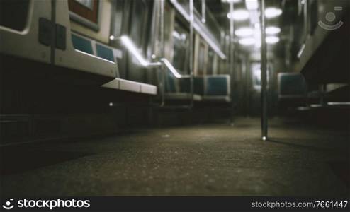 Inside of New York Subway empty car