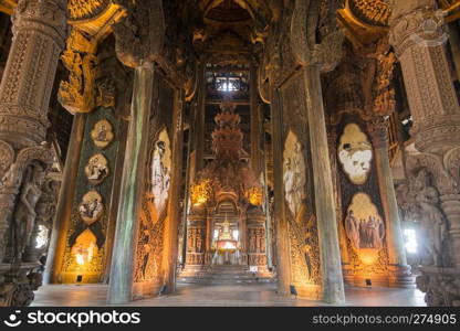 inside of the Wood Sanctuary of Truth Temple in the city of Pattaya in the Provinz Chonburi in Thailand.  Thailand, Pattaya, November, 2018. THAILAND PATTAYA SANCTUARY OF TRUTH 