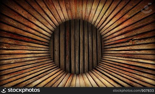 inside of wooden barrel