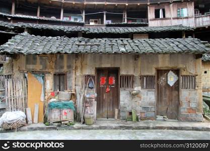 Inside old big tulou in chinese village, China