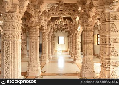 Inside pillars of BAPS Shri Swaminarayan Mandir Pune Maharashtra