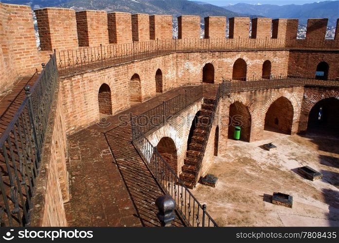 Inside red brick tower in Alanya, Turkey