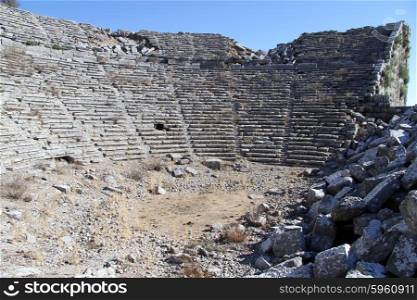 Inside ruined theater in Selge, Turkey