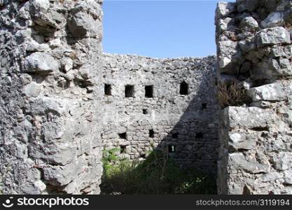 Inside ruins of fortress Lesendro near Virpazar, Montenegro