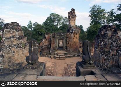 Inside stone temple, Angkor, Canbodia