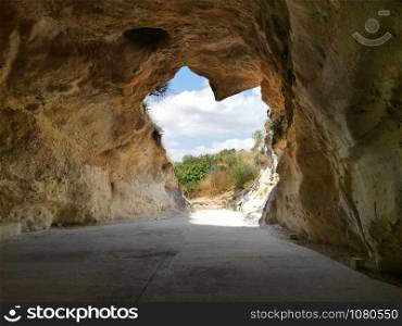 Inside the cave in Ancient City Beit Guvrin. National Park.