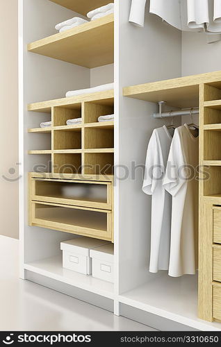 Inside the modern closet 3d rendering