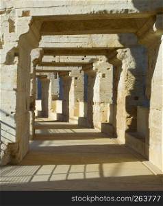 Inside the old Roman colosseum. Arles, France