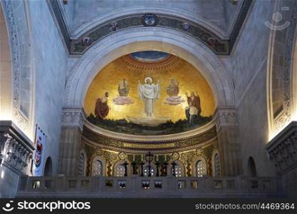 Inside Transfiguration church on the Tavor mount in Israel