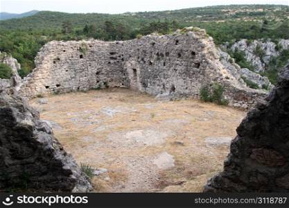 Inside turkish stone fortress in Drnish, Croatia
