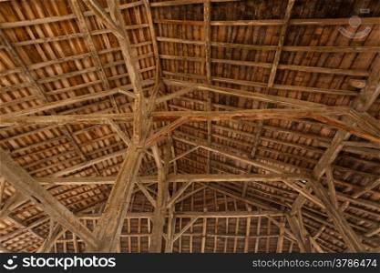 Inside view structure of a ceiling in a traditional market place very common in France?s villages normally called Halles