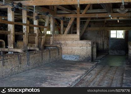 Inside wooden barn in farm in Lichtenstein