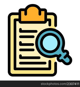 Inspect clipboard icon. Outline inspect clipboard vector icon color flat isolated. Inspect clipboard icon color outline vector