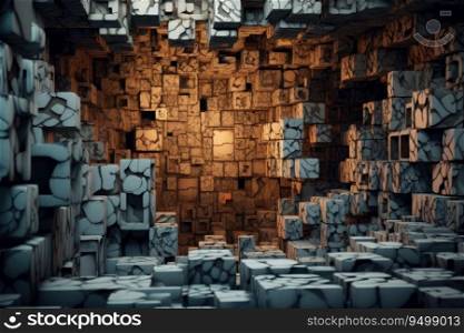 Inspiring Rock Cave surreal wall art wallpaper, Generative AI