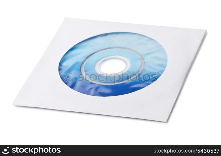 Installation CD in paper envelope isolated on white