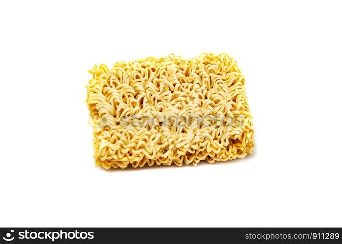 Instant noodles, isolated on white background close-up