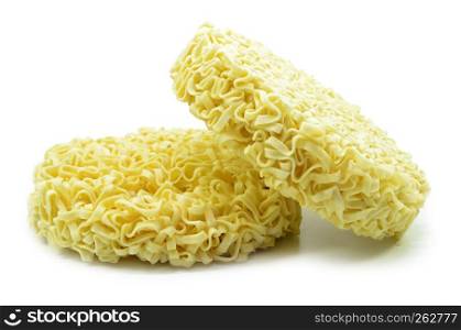 Instant noodles or dry noodles circle isolated on white background