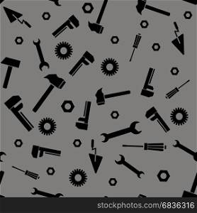 Instruments Silhouette Seamless Pattern on Grey Background. Instruments Silhouette Seamless Pattern