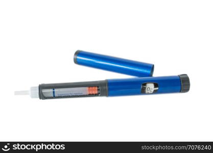 Insulin injection pen on white background