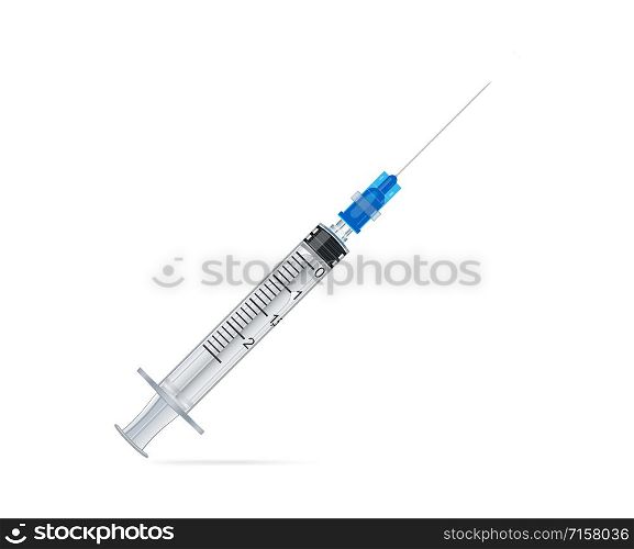 Insulin Syringe for Injections Isolated on White Background. Medicine Health Care